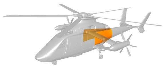 Zielbauteile im digitalen Modell des Demonstratorhelikopters 