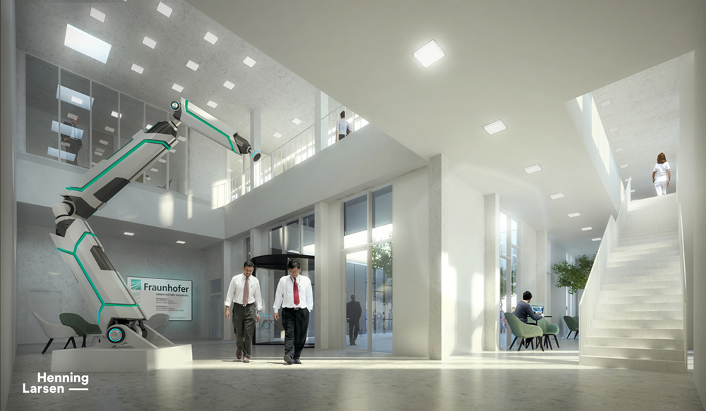 Rendering of the foyer of the new facility 