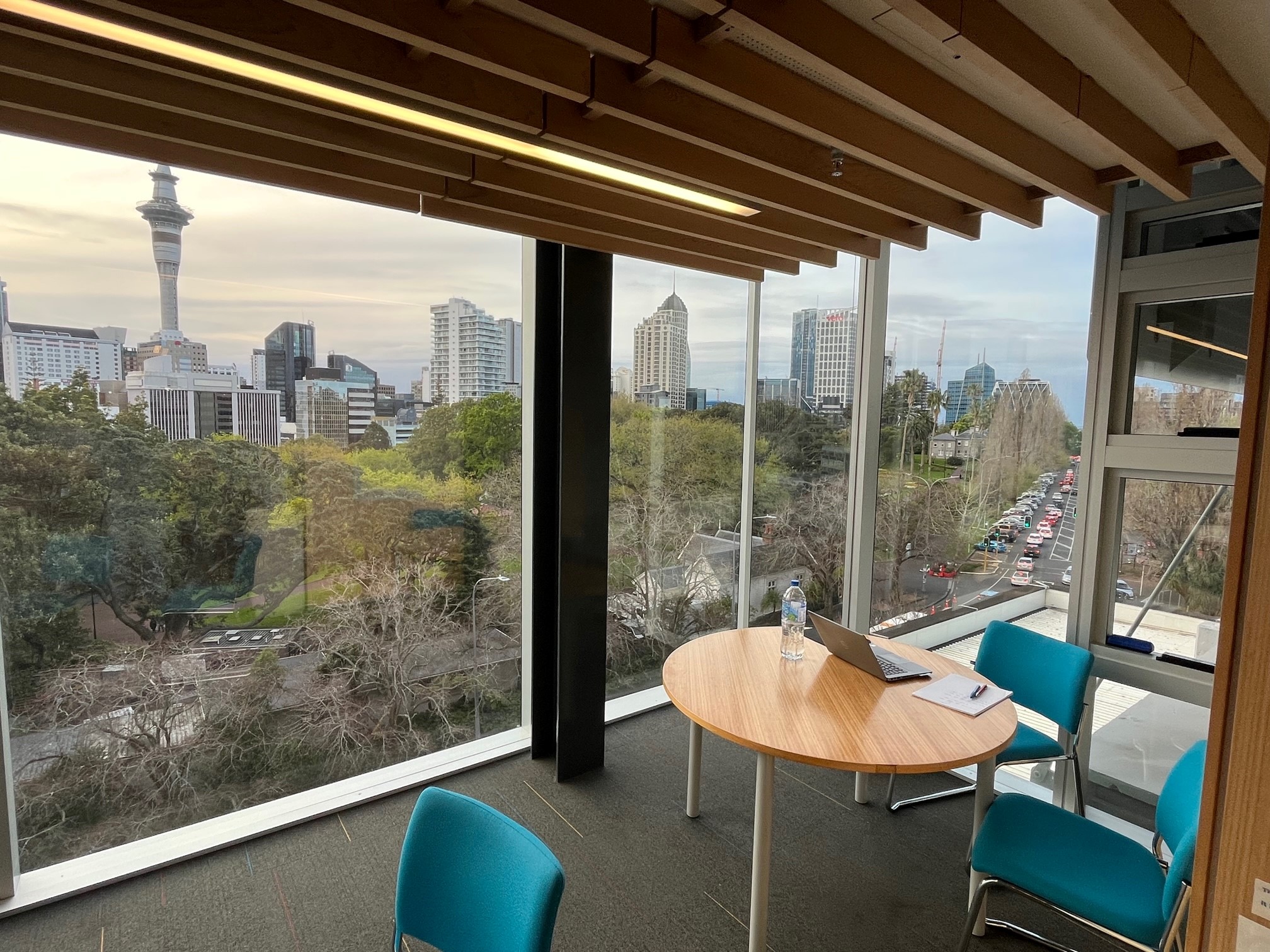 Research with a view of Auckland, New Zealand. 