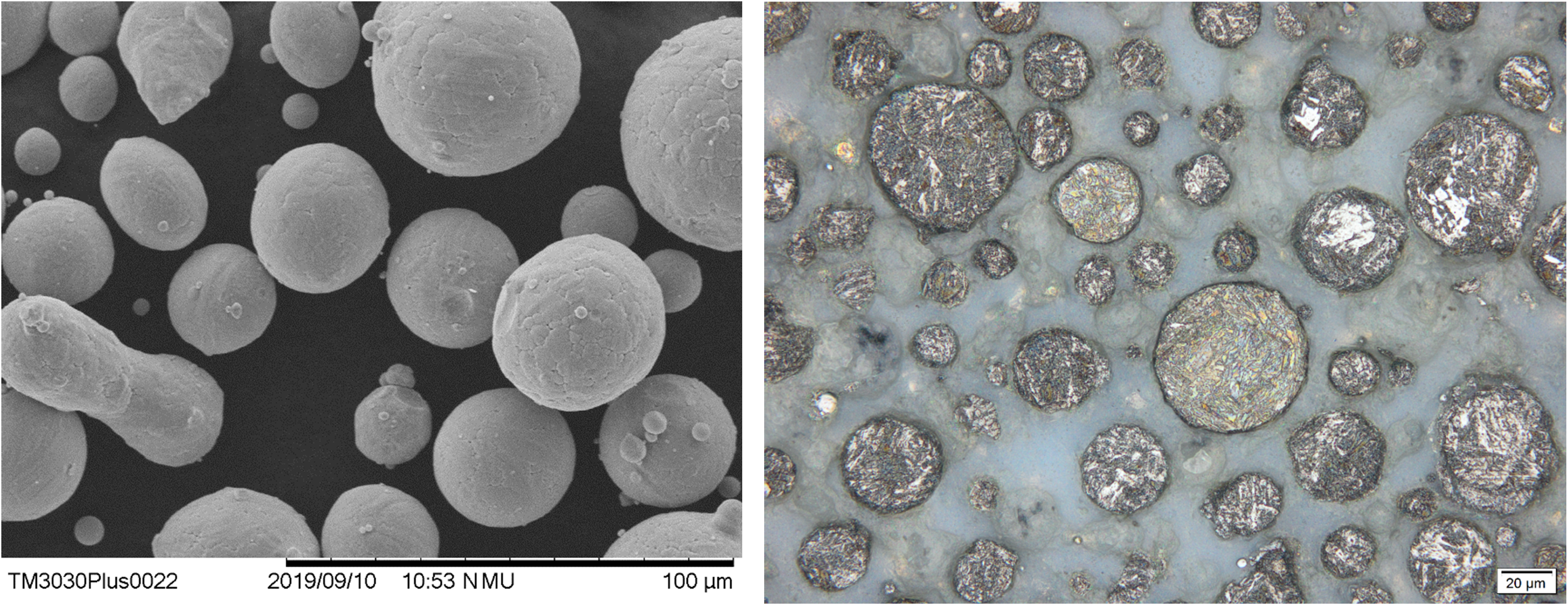 Investigated powder particles of case hardening steel 20MnCr5