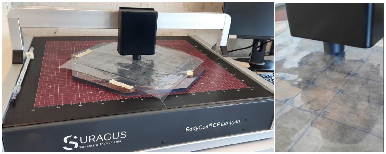 Eddy current measuring device at Fraunhofer IGCV for the investigation of carbon fiber semi-finished products