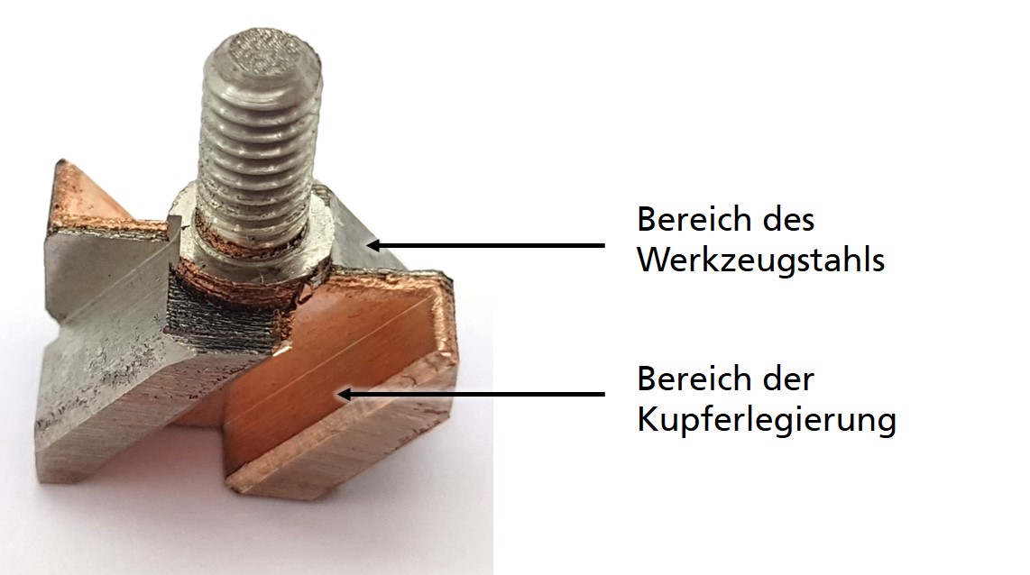 Additively manufactured gripper component - wedge hook made of CW106C and tool steel 1.2709