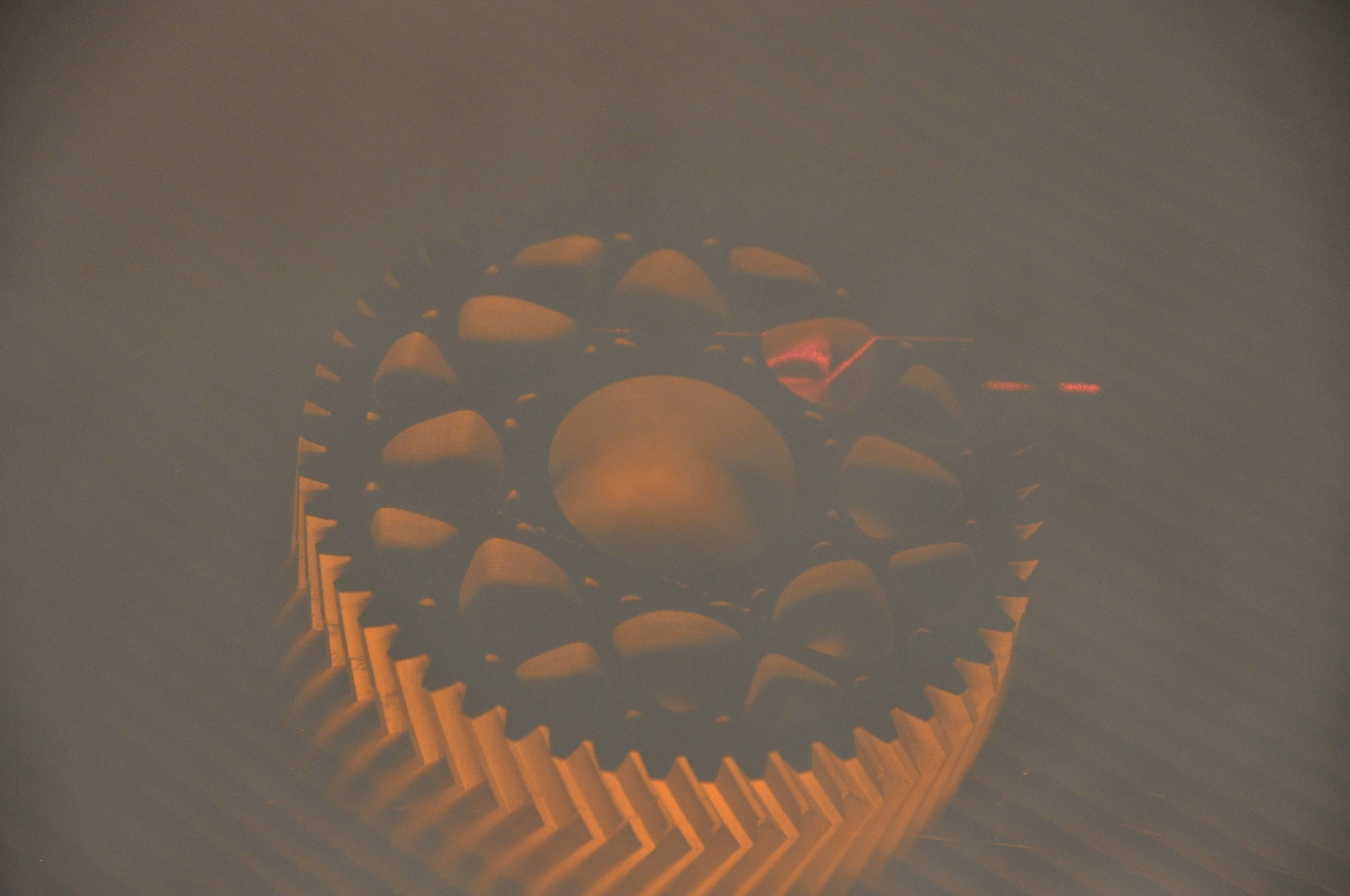 Dirty gear wheel in the measuring chamber to determine the contamination